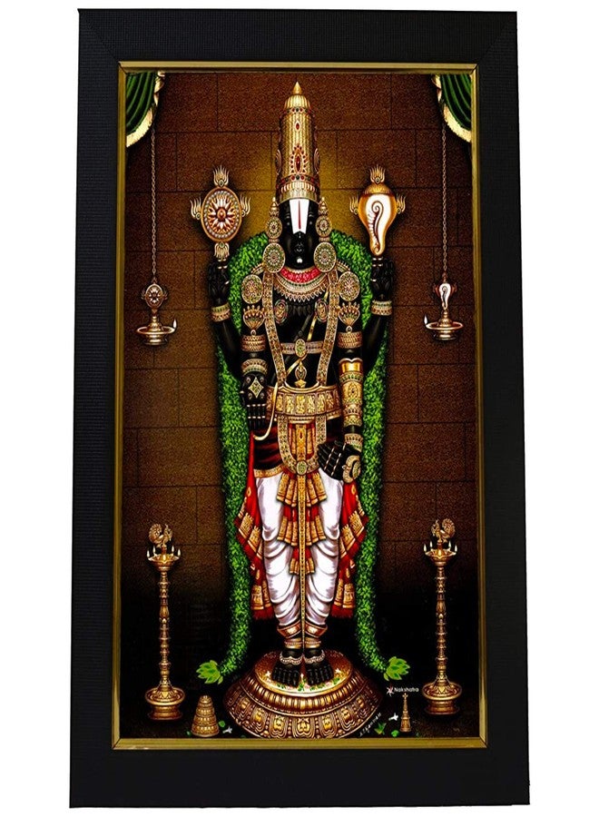 101Temples - Divinity Eternity Spirituality Tirupati Balaji Venkateswara Swamy God Wooden Photo Frame with Wall Hook, 1 Piece | 10" x 13", Matt Finish - Image 1